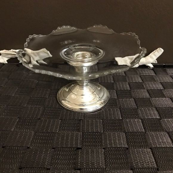 Sterling Glass Candy Dish Frank M Whiting 925 - Picture 1 of 6